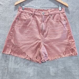 American Eagle Rose Pink Highest Rise Mom Shorts Size 8 Festival Distressed